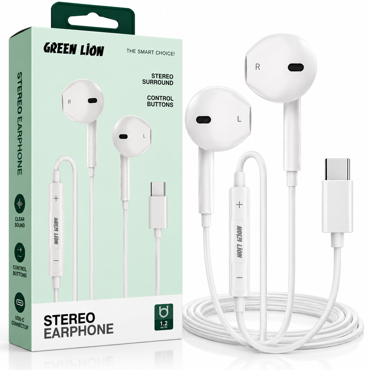 Green Lion Stereo Earphones Type-C