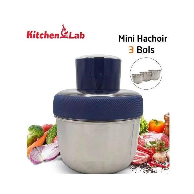 Mini Hachoir Kitchen Lab Avec 3 Bols En Inox 🌠🌠