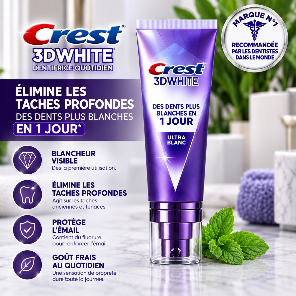 Crest 3D White Dentifrice Quotidien
