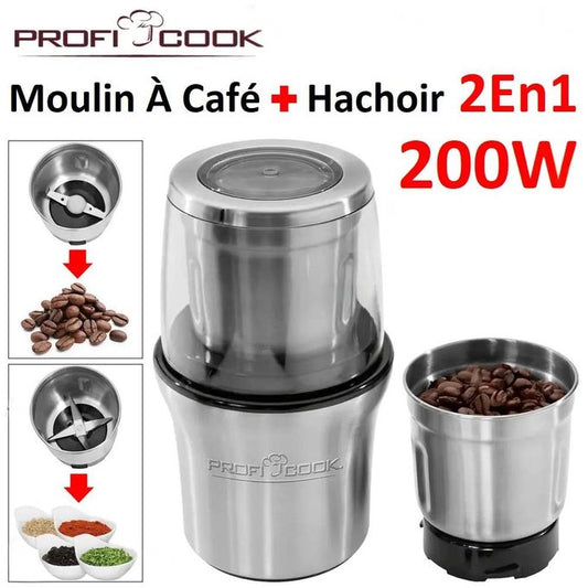 Proficook Moulin a Café Et Hachoir Électrique 2En1