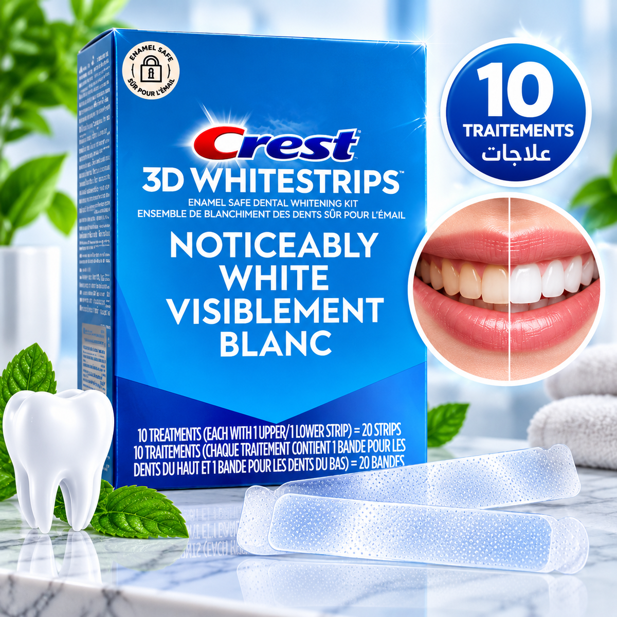CREST 3D WHITESTRIPS ( Visiblement blanc ) 10 treatments